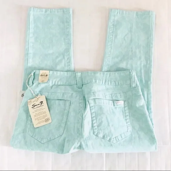 Seven7 | Cropped Pants Size 6 x 22 Mint Abstract - Picture 4 of 8
